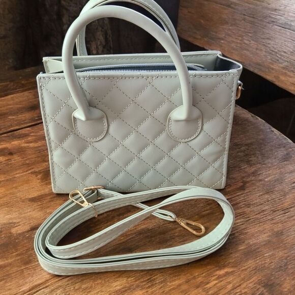 Chic Quilted Mini Top Handle Bag Crossbody Strap Sage Green Classic Neutral - Picture 1 of 5